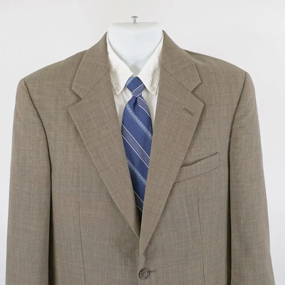 Chaps Ralph Lauren Wool Tan Gray Birdseye Check 40R 2 Button Sport Coat / Blazer